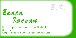 beata kocsan business card